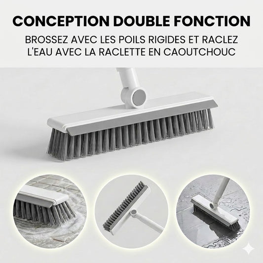 Brosse de Nettoyage 2-en-1 pour Joints & Coins avec Raclette Intégrée