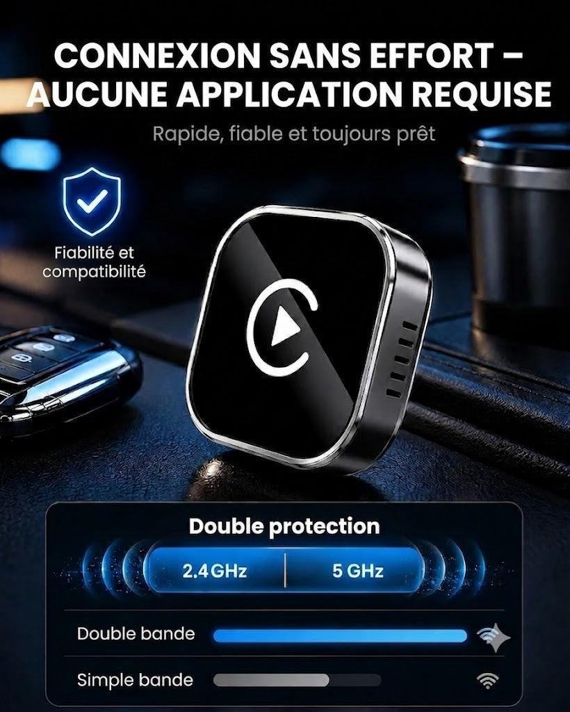 Adaptateur sans fil pour voiture AirLink Drive™ - Plug & Play pour Apple CarPlay & Android Auto
