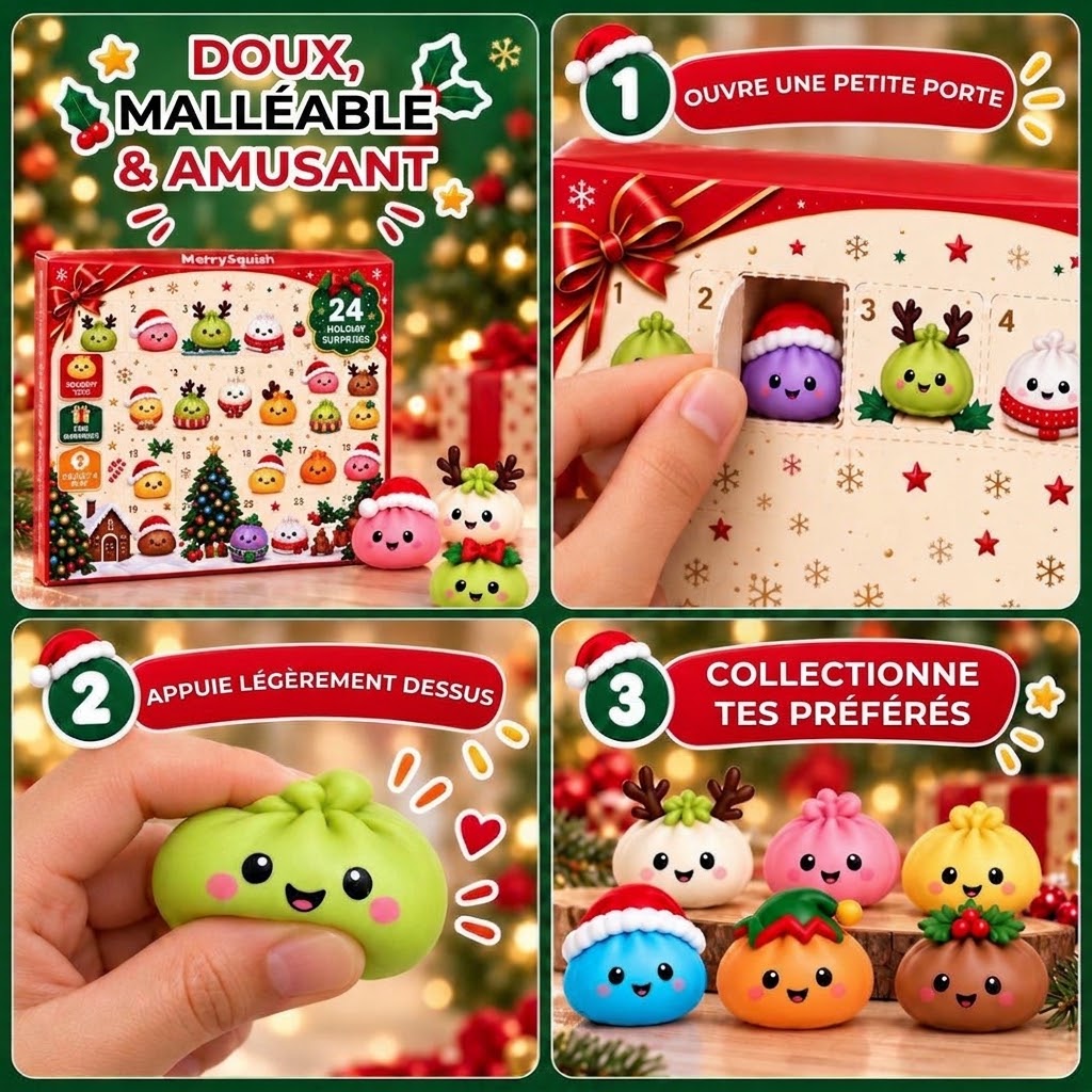 VaraLiving™ Calendrier de l'Avent 24 Squishies Raviolis (Anti-Stress)