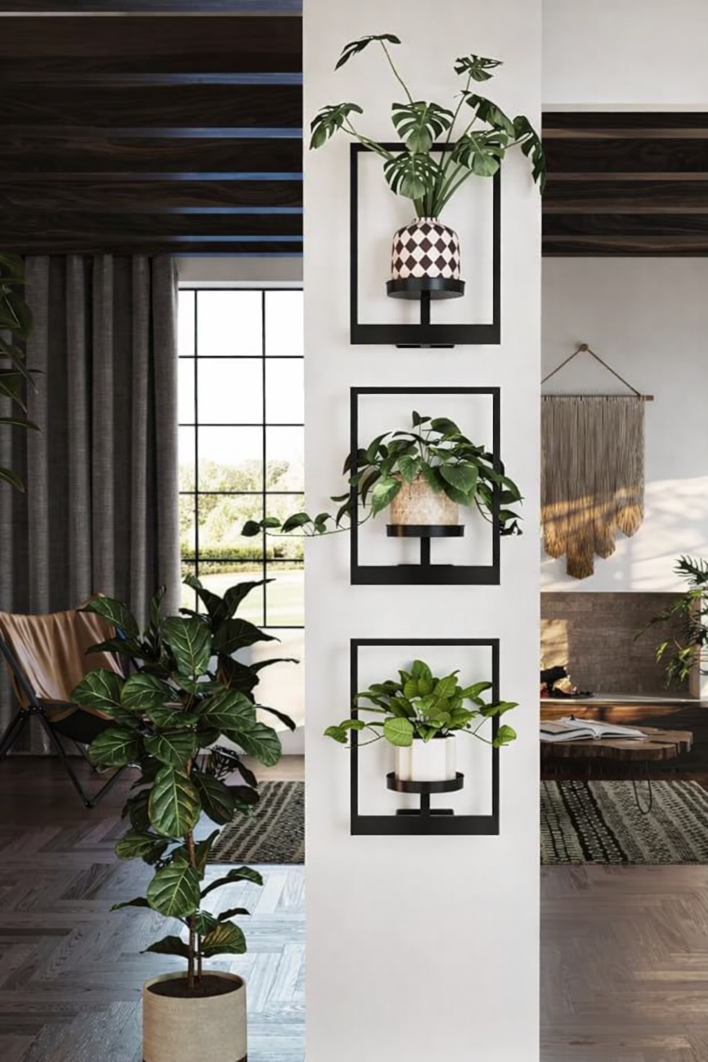 Tableau végétal 3D dans un cadre en bois OmniLiving™ | Décoration murale naturelle et aménagement intérieur vert