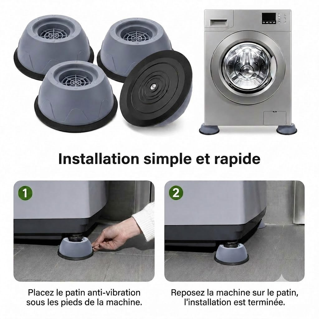 Pieds antivibrations pour lave-linge VeloPack™ | Tampons en caoutchouc anti-bruit et antidérapants