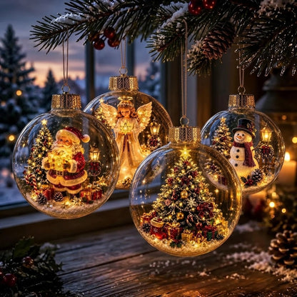 Décoration diorama de Noël lumineux OmniLiving™ | Monde d'hiver miniature avec éclairage LED