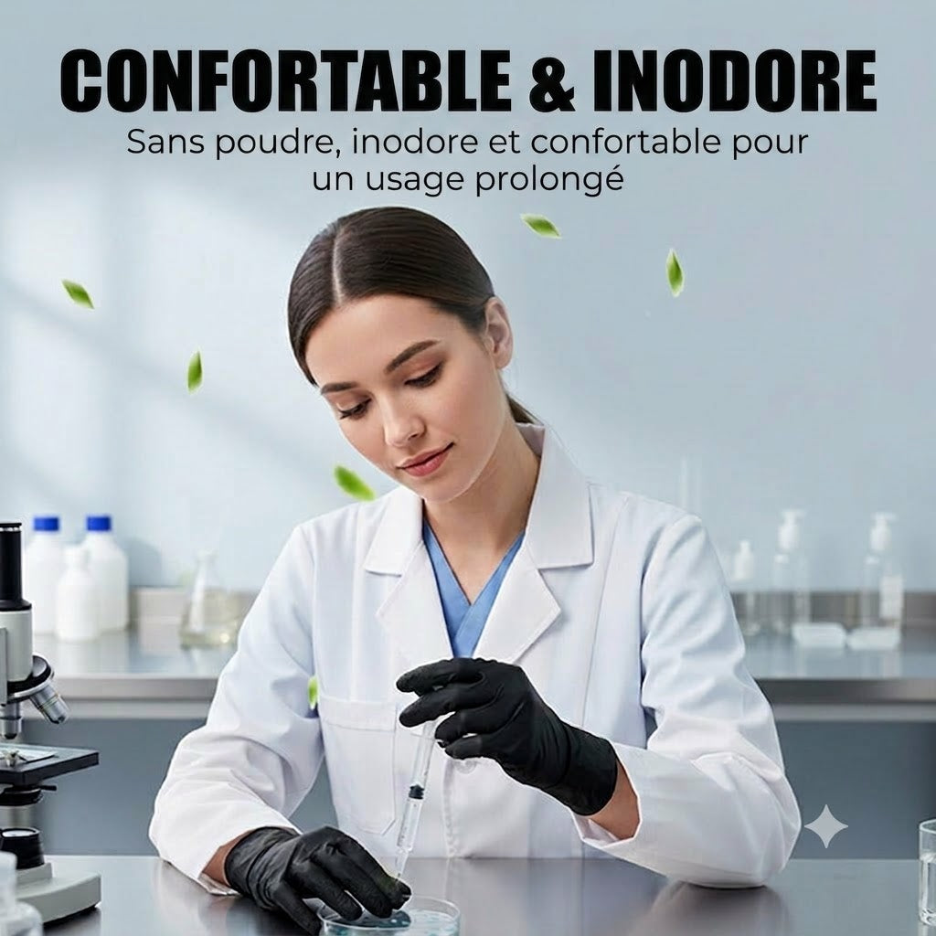 ANBOSON™ Gants en Nitrile Renforcés   Anti-Acide & Anti-Huile, Sans Poudre & Haute Adhérence