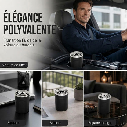 Cendrier de voiture rotatif OmniLiving™ | Doublure en céramique ignifuge