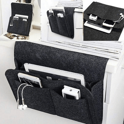 VaraLiving™ Organisateur de Lit Suspendu en Feutre | Poche de Chevet Pratique pour Téléphone, Livres & Télécommande