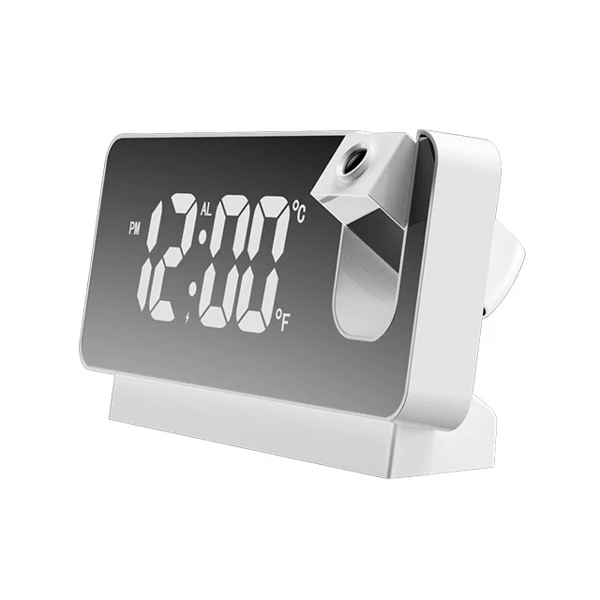 Réveil Miroir à Projection 180° – Affichage LED HD & Port de Charge USB