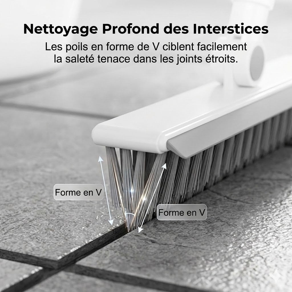 Brosse de Nettoyage 2-en-1 pour Joints & Coins avec Raclette Intégrée