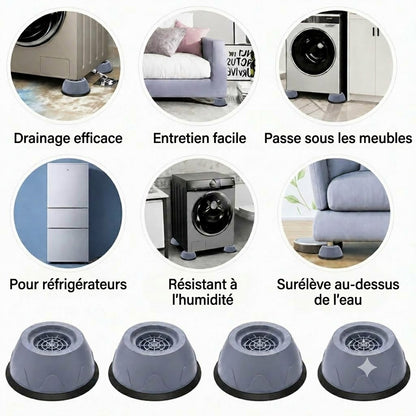 Pieds antivibrations pour lave-linge VeloPack™ | Tampons en caoutchouc anti-bruit et antidérapants