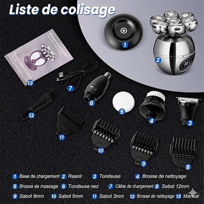 Rasoir Électrique Rotatif 7D Vexton™ Pro 5-en-1 – Sans Fil pour Rasage Sec & Humide