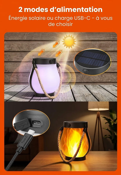 Lanterne à flamme éternelle OmniLiving™ | Effet de feu LED réaliste et lumière chaleureuse