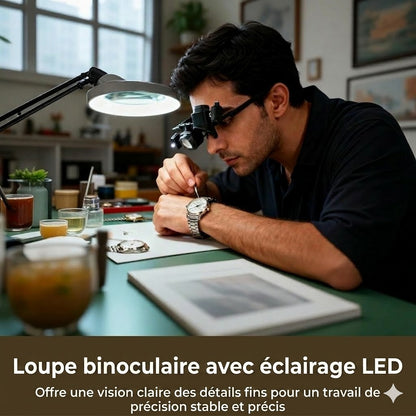 Lunettes Loupes de Précision avec Éclairage LED – Mains Libres (Lentilles Interchangeables)