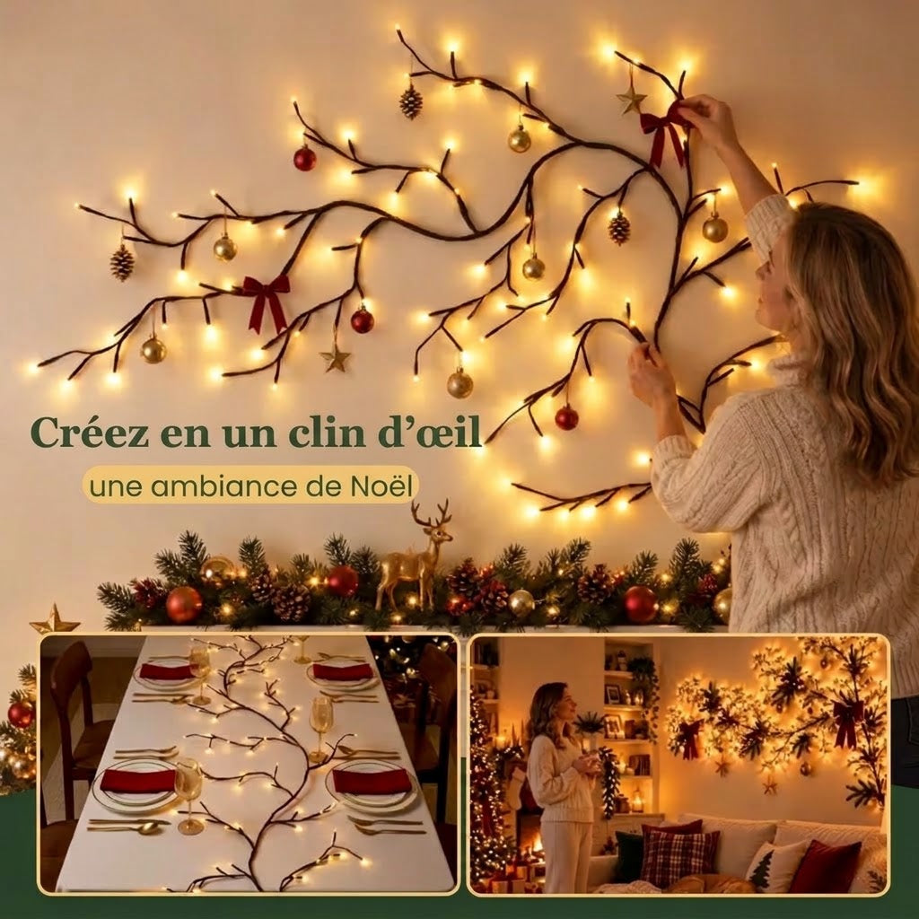 VaraLiving™ Guirlande LED Branches de Saule (Blanc Chaud, 8 Modes)