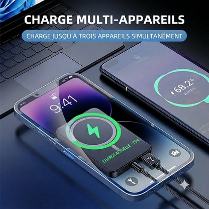 Batterie Externe Magnétique 10000mAh – Charge Rapide Filaire 22.5W & Sans Fil 15W