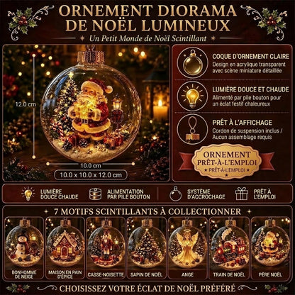 Décoration diorama de Noël lumineux OmniLiving™ | Monde d'hiver miniature avec éclairage LED