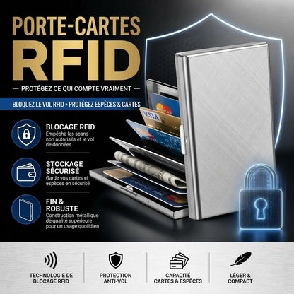 Porte-cartes RFID en acier inoxydable NovaPulse™ (antivol / plusieurs compartiments)
