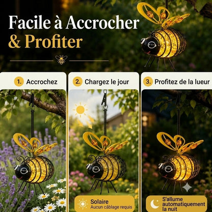 Lanterne Solaire Suspendue avec Abeilles – Éclairage Décoratif de Jardin