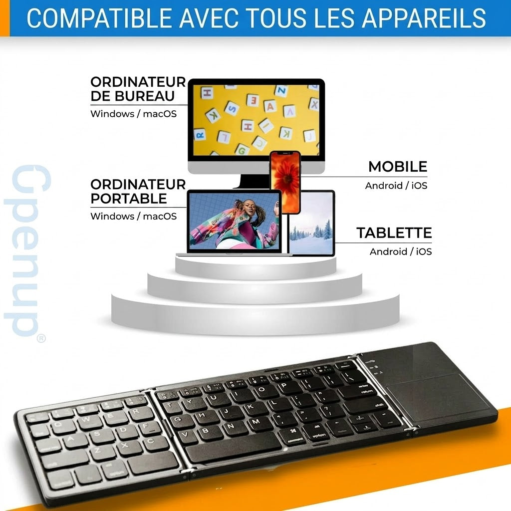 SilkEase™ Clavier Bluetooth Sans Fil Pliable | Mini Clavier Universel & Portable