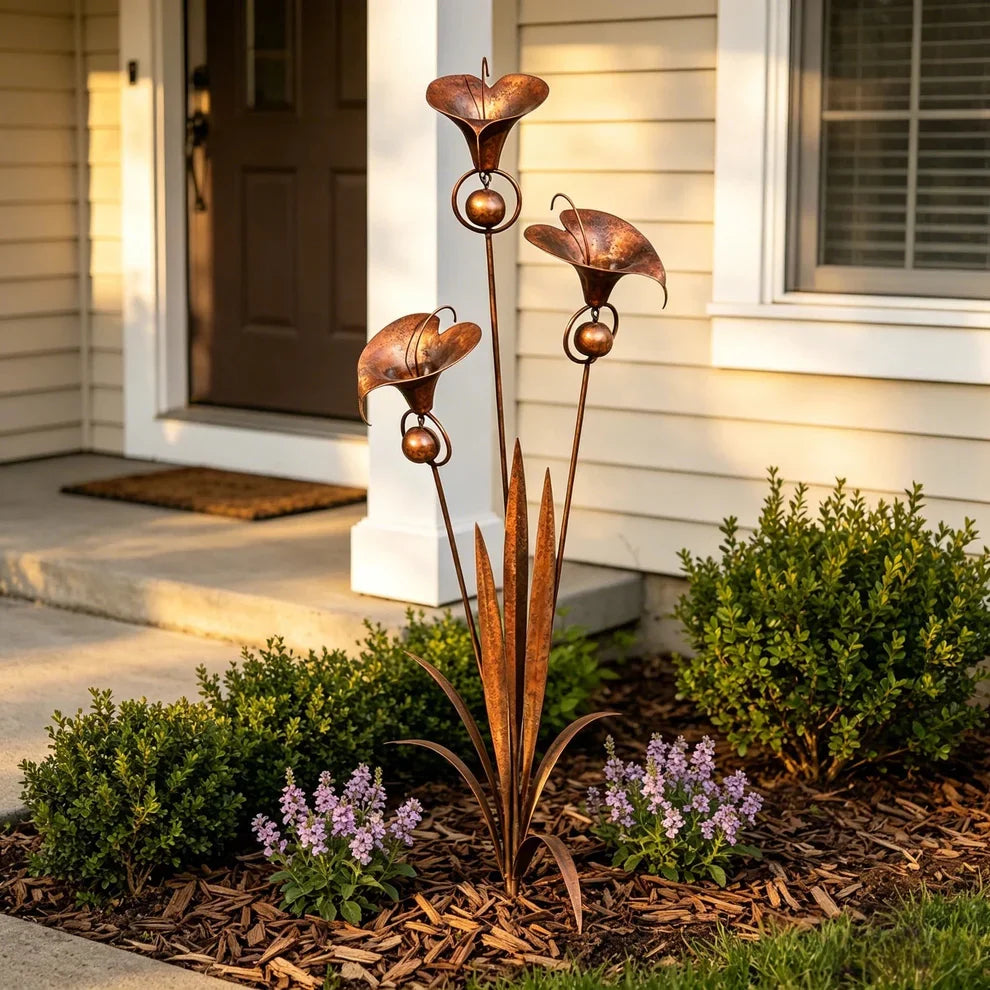 OmniLiving™ Carillon Éolien en Métal Fleur d'Arum | Décoration Jardin & Balcon