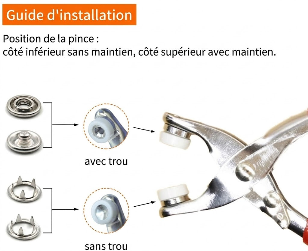 Kit d'Outils d'Assemblage Sans Marteau – Coffret de Boucles & Fermoirs Métalliques Durables