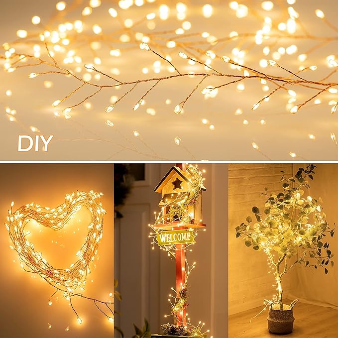 OmniLiving™ Guirlande LED Feux d'Artifice en Fil de Cuivre (Étanche + Télécommande Sans Fil)