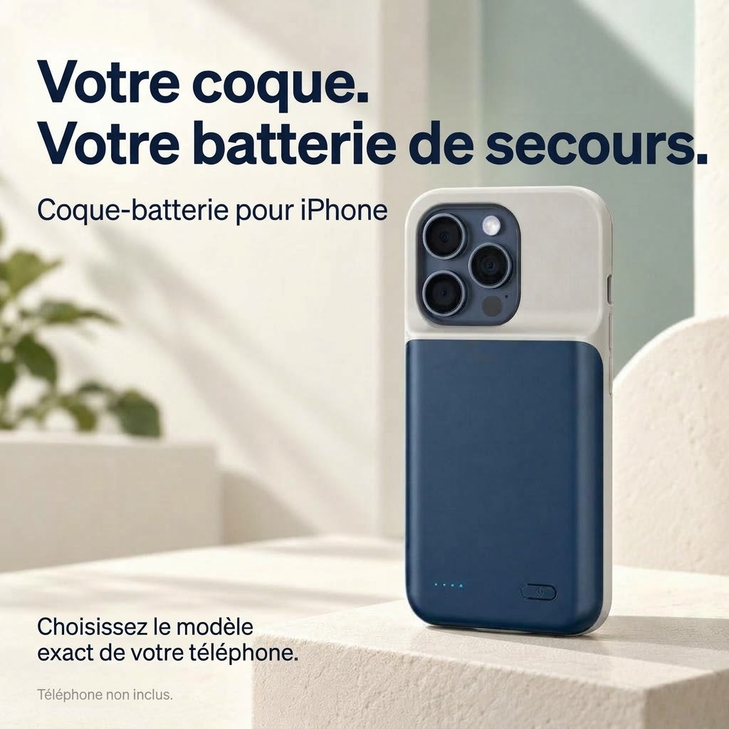 VaraTech™ Coque Batterie Protectrice iPhone (4 Voyants LED)