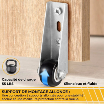SilkEase™ Roulettes de Porte Coulissante & Meuble (Lot de 2) | Ultra-Silencieuses & Fluides