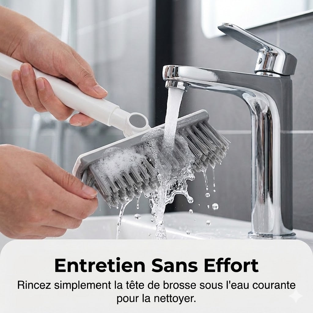 Brosse de Nettoyage 2-en-1 pour Joints & Coins avec Raclette Intégrée