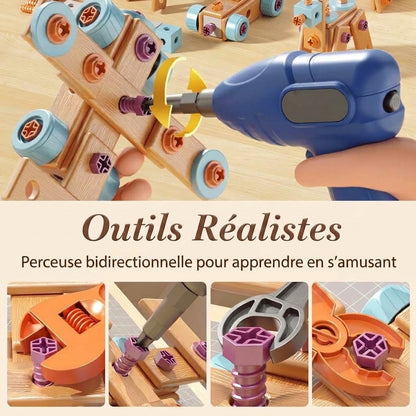 Ensemble d'outils et perceuse pour enfants OmniLiving™ (kit de construction créatif avec mallette)