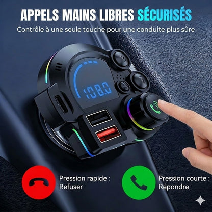 Transmetteur FM Bluetooth Universel (Double USB) – Musique & Appels Mains Libres
