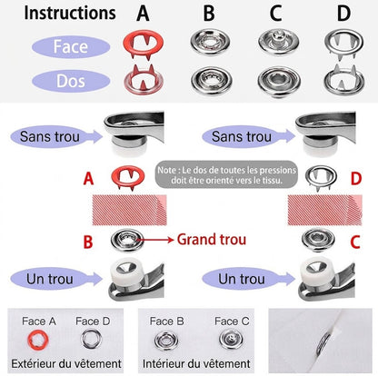 Kit d'Outils d'Assemblage Sans Marteau – Coffret de Boucles & Fermoirs Métalliques Durables