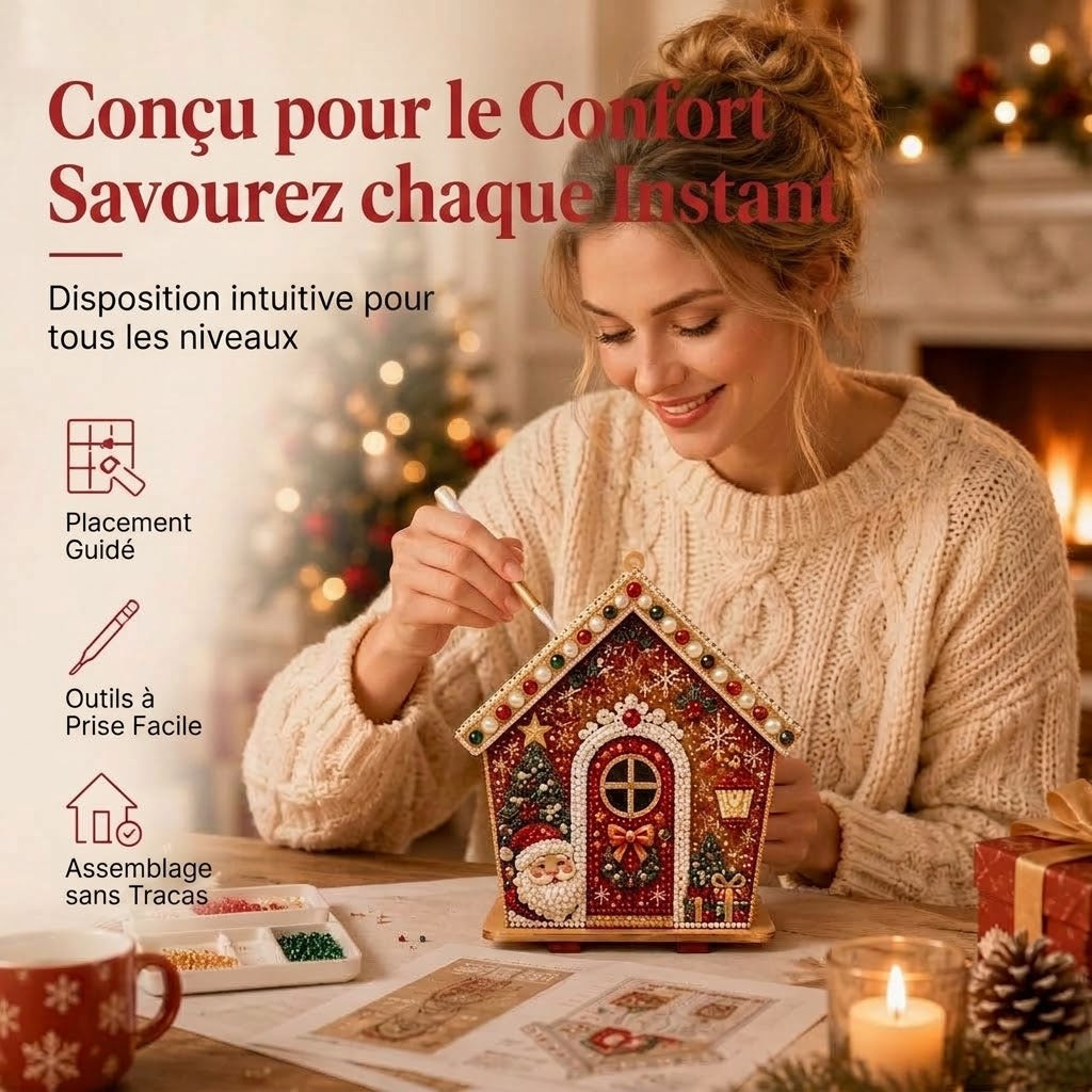 Peinture de perles 3D DIY pour Noël OmniLiving™ | Art diamant étincelant et décoration de Noël