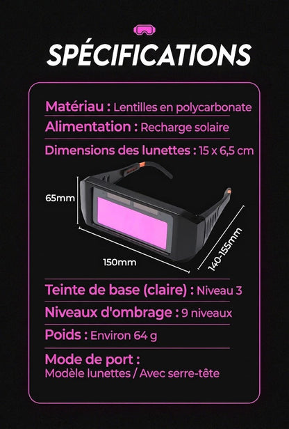 SilkEase™ Lunettes de Soudage à Obscurcissement Automatique (Solaires)
