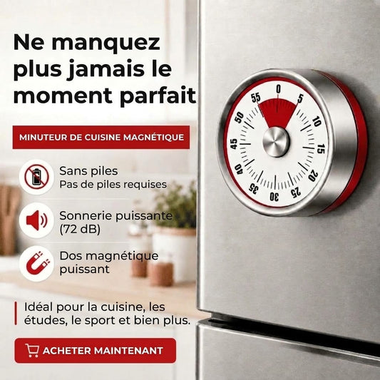 Minuteur mécanique magnétique OmniLiving™ | Minuteur de cuisine précis pour la