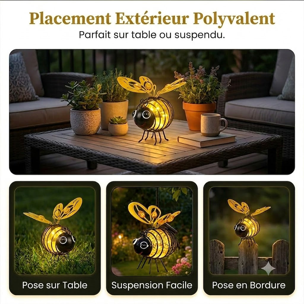 Lanterne Solaire Suspendue avec Abeilles – Éclairage Décoratif de Jardin