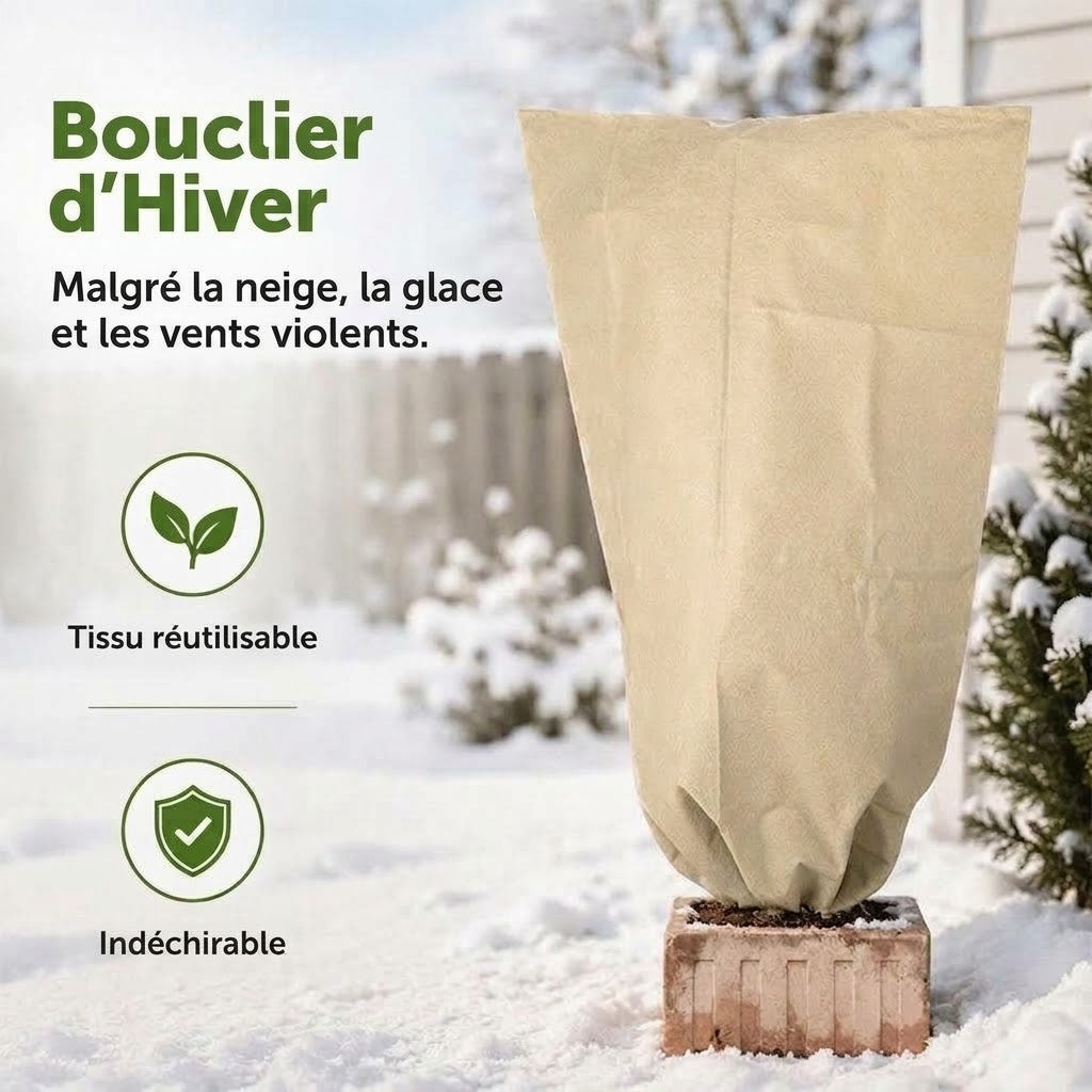 Housse d'hivernage pour plantes OmniLiving™ | Tissu non-tissé résistant avec cordon de serrage