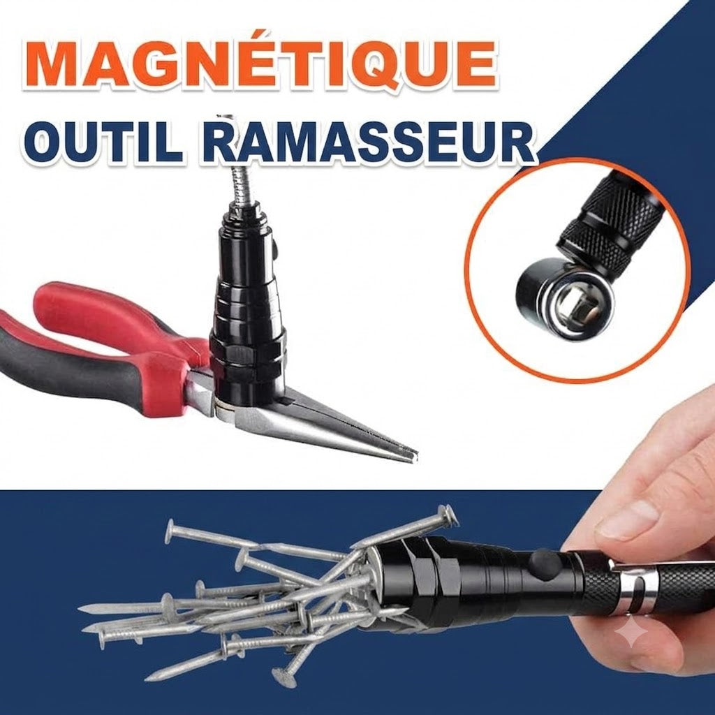 Lampe torche télescopique magnétique à LED - Flexible 360°