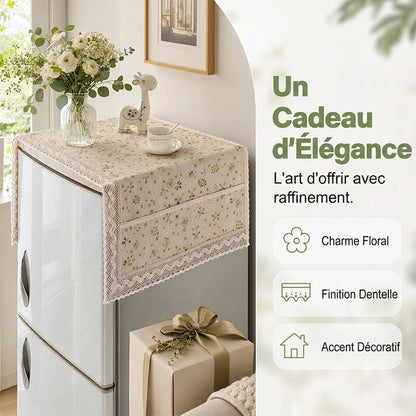 Dernier Jour de Promo ! 💖✨ Housse Anti-Poussière en Lin pour Réfrigérateur (avec Poches de Rangement)