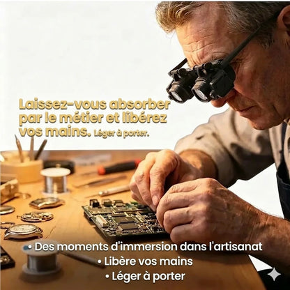Lunettes Loupes de Précision avec Éclairage LED – Mains Libres (Lentilles Interchangeables)
