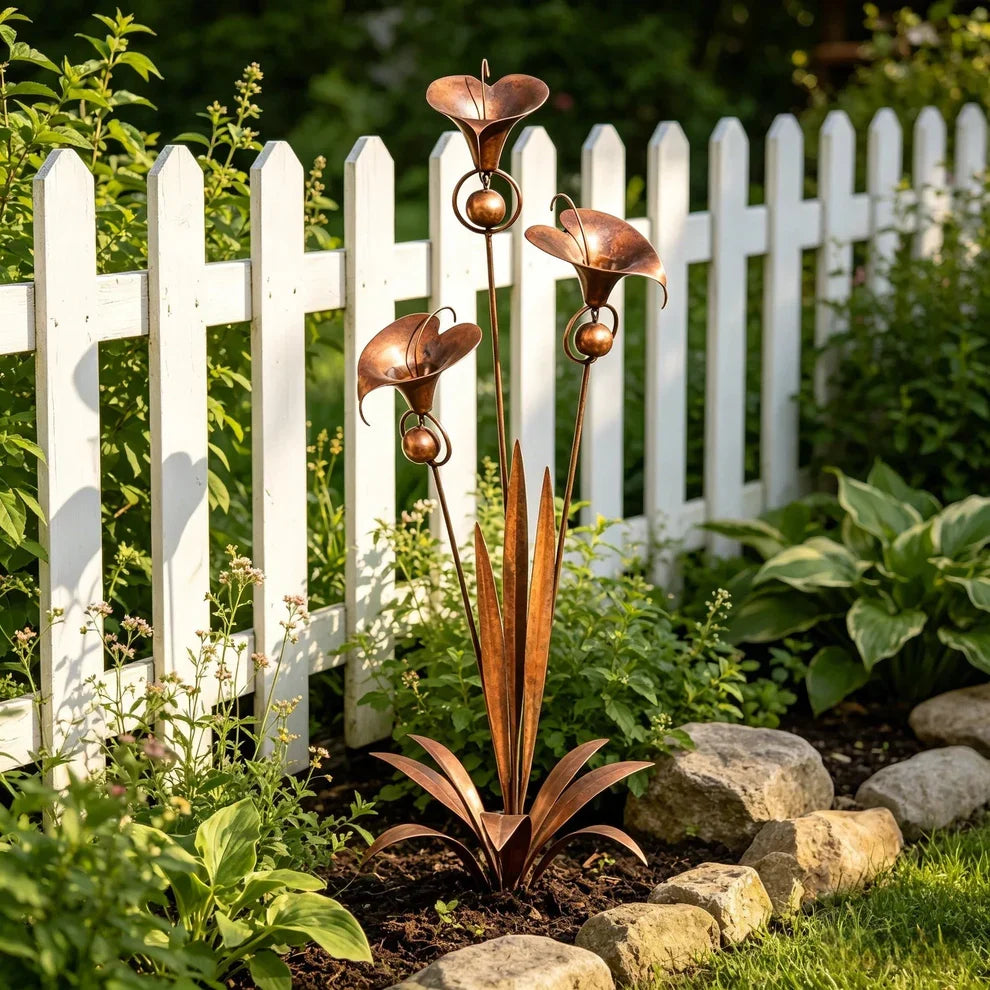 OmniLiving™ Carillon Éolien en Métal Fleur d'Arum | Décoration Jardin & Balcon