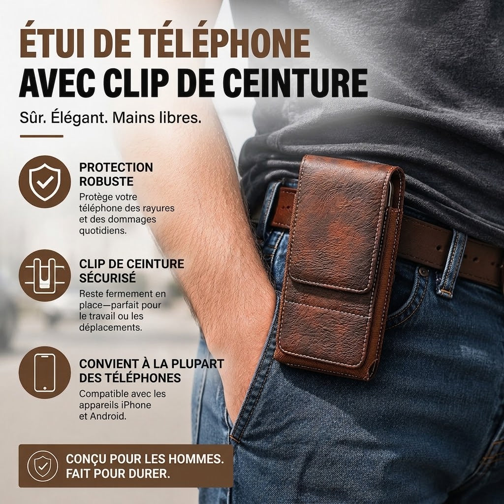 LuxeModa™ Étui de Ceinture en Cuir pour Smartphone