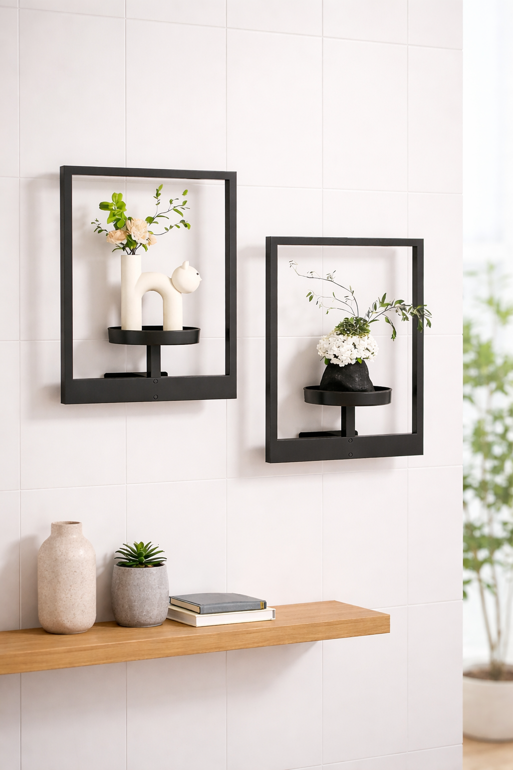Tableau végétal 3D dans un cadre en bois OmniLiving™ | Décoration murale naturelle et aménagement intérieur vert