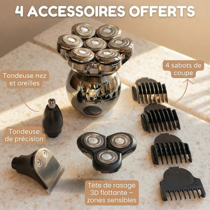Rasoir Électrique Rotatif 7D Vexton™ Pro 5-en-1 – Sans Fil pour Rasage Sec & Humide