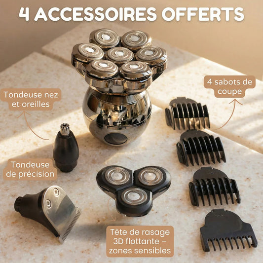 Rasoir Électrique Rotatif 7D Vexton™ Pro 5-en-1 – Sans Fil pour Rasage Sec & Humide
