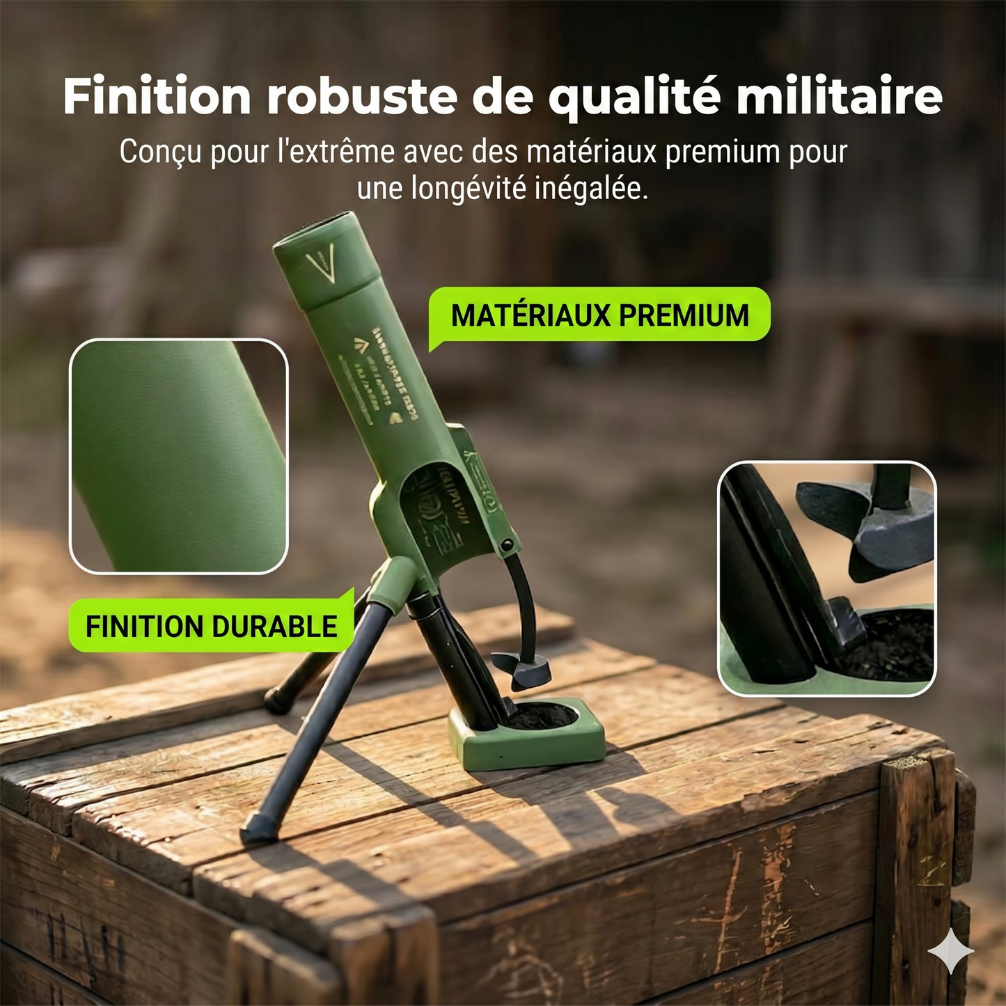 Décapsuleur "Mortier" Robuste – Design Militaire en Métal