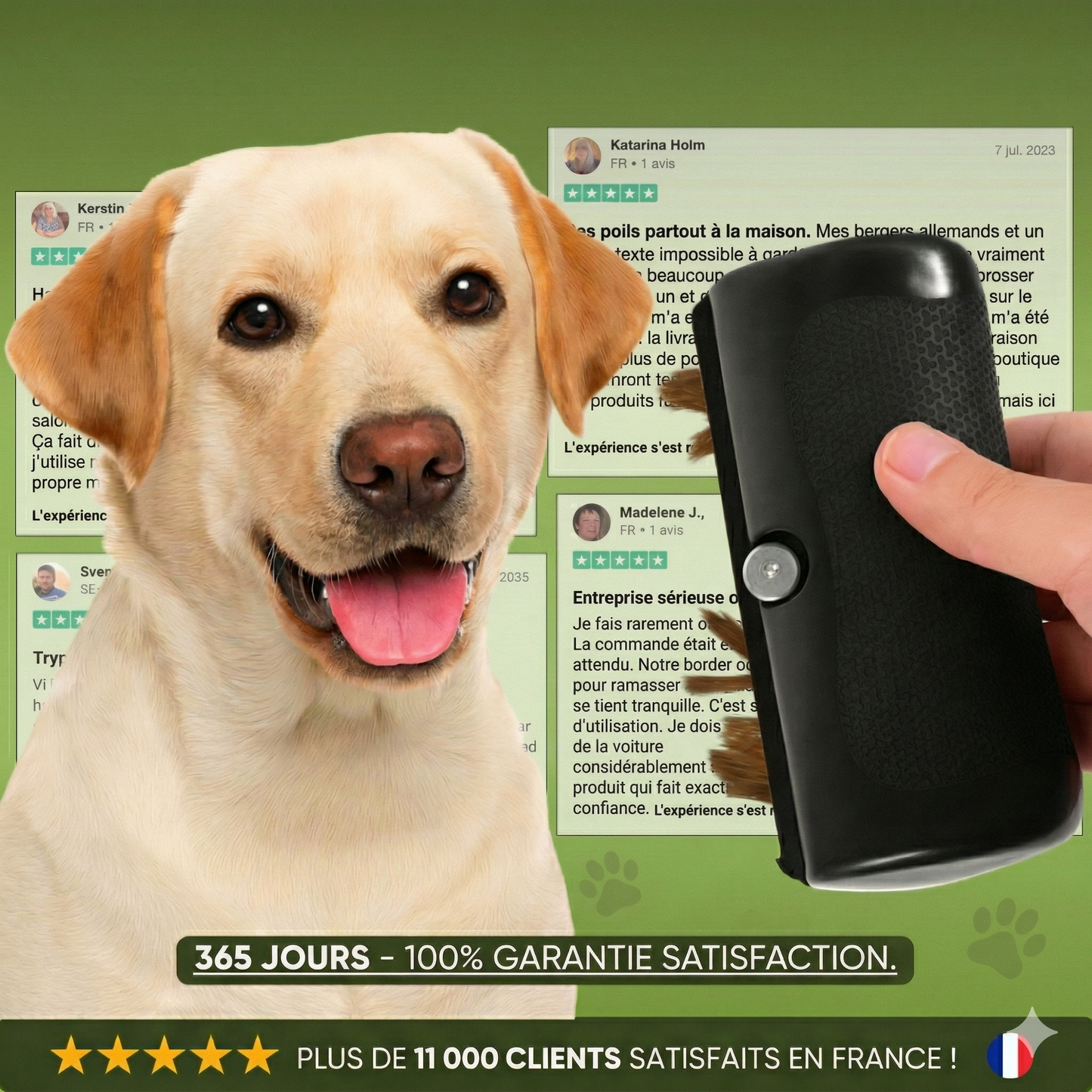 Brosse Professionnelle & Peigne de Débourrage – Réduit la perte de poils de 95% – Pour chiens à poils longs et courts