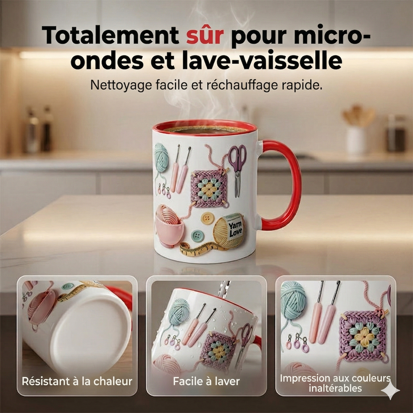 Mug en Céramique Effet Tricot – Design Cocooning