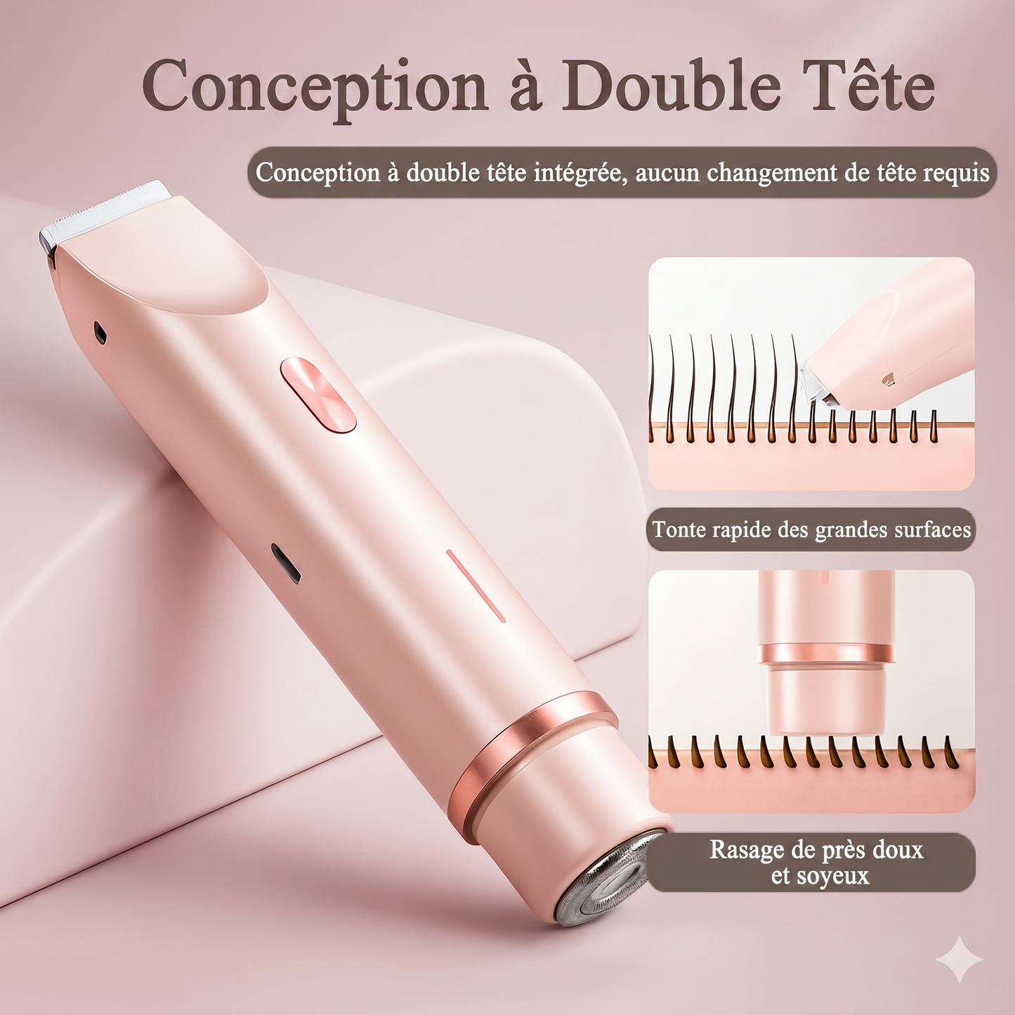 Rasoir Électrique 2-en-1 pour Femmes – Étanche & Doux pour la Peau