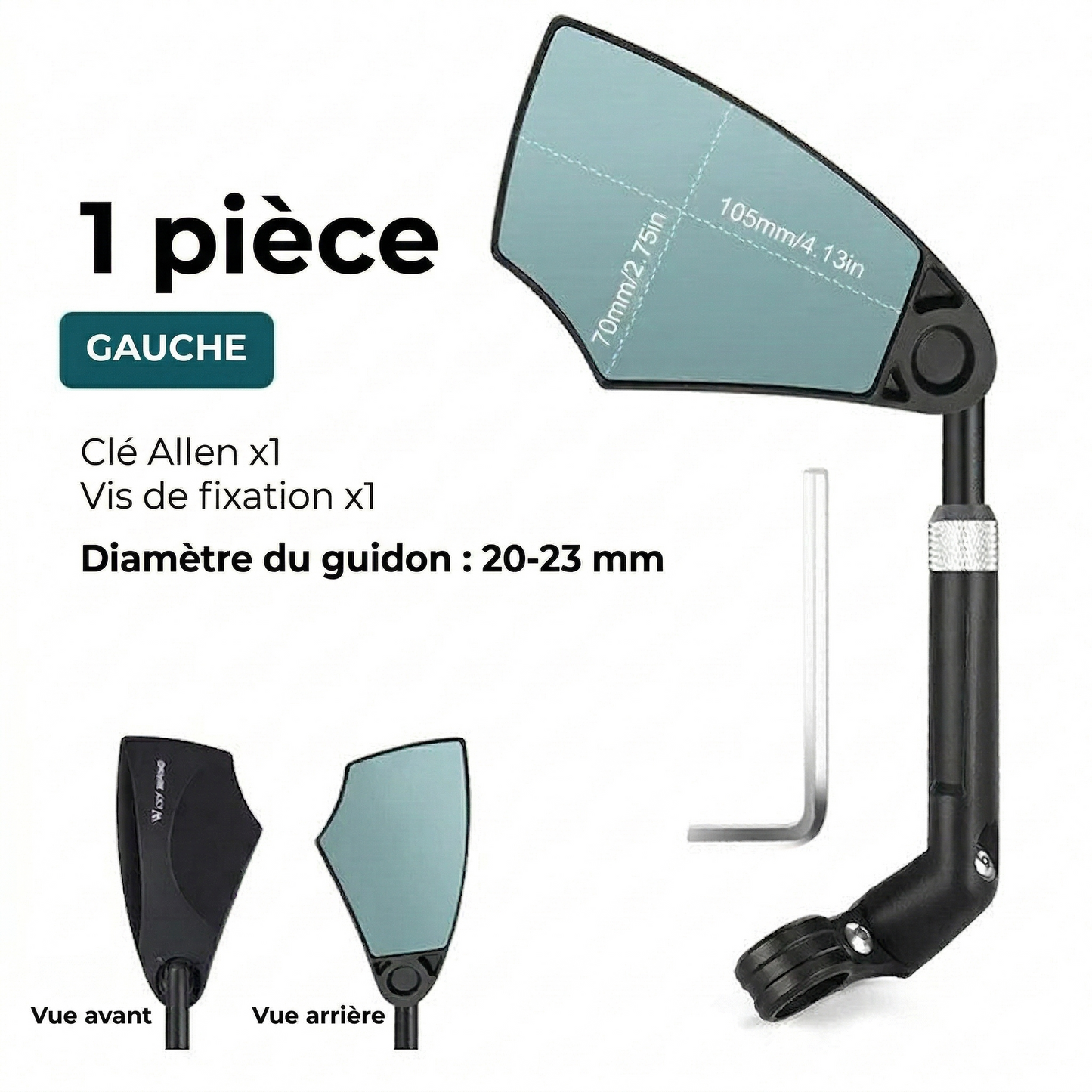 Rétroviseur de Vélo Ajustable à 360° – Miroir Grand Angle pour Guidon (Sécurité Optimale)