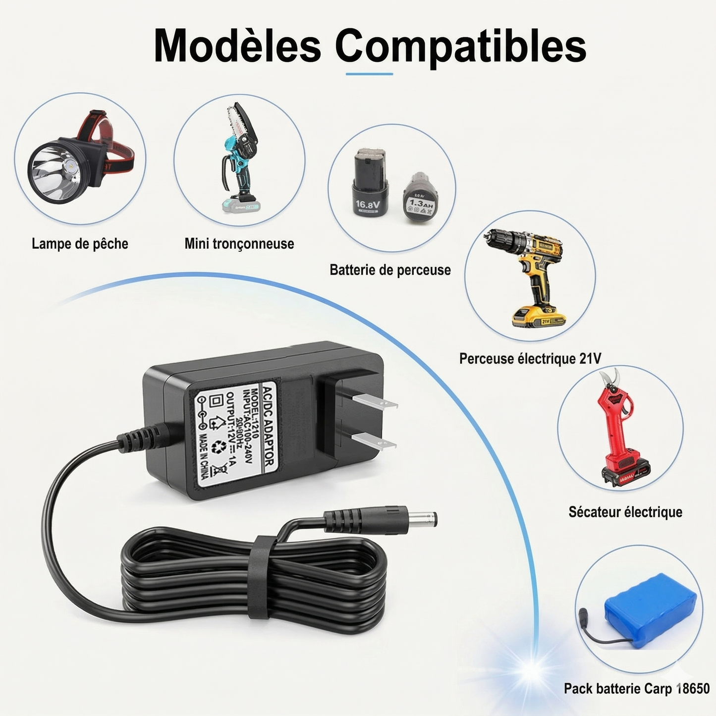 Chargeur de Batterie Lithium Universel – Chargeur Rapide pour Trottinette Électrique, Drone et Outillage (Certifié CE)