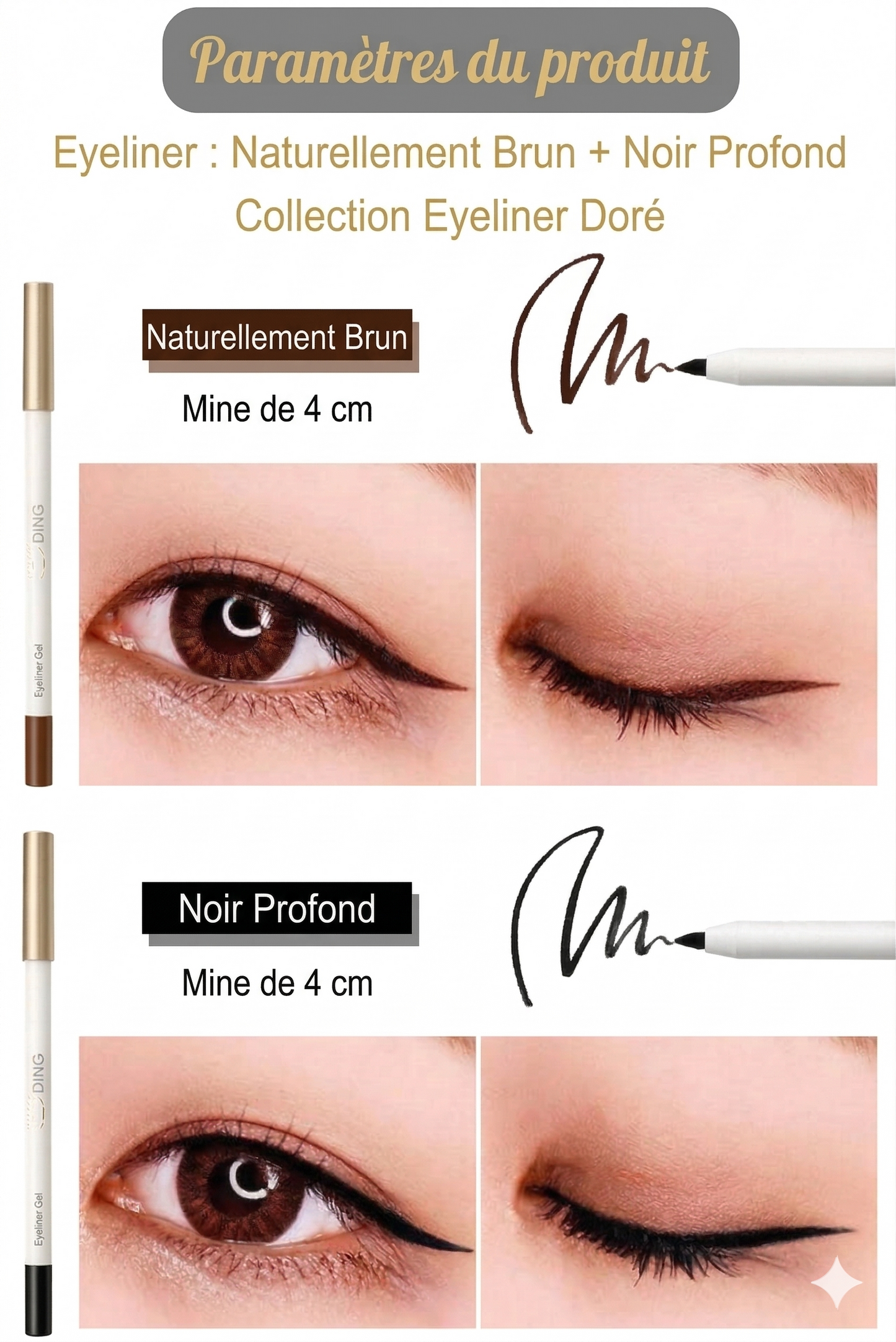 Eyeliner Waterproof Séchage Rapide – Longue Tenue